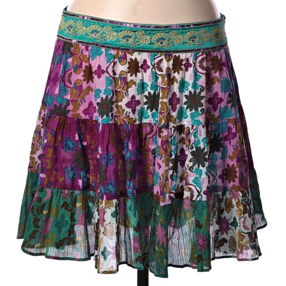 Vintage Y2K DKNY Jeans Mini Skirt Prairie Embroidered Sequin Boho Fairy Size 7 - Picture 6 of 12